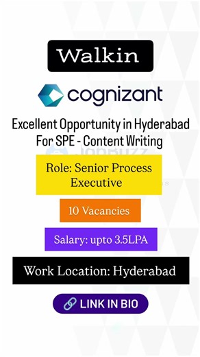 Cognizant Is Hiring For Content Writing Walkin on 23rd Jan for Experienced | #walkin #jobsearch #Job
