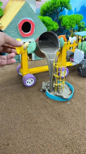 😱 Mini Tractor Cement Pillar Making Machine | Real DIY Concrete Mixer Working Model