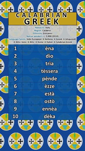 Numbers 1-10 in Calabrian Greek #Griko #endangered languages