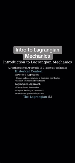 Intro to Lagrangian Mechanics and Euler-Lagrange Equation