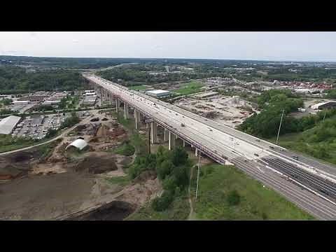 Drone footage of new I-480 Valley View Bridge center span