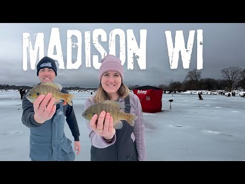 Ice Fishing on Monona Bay | Big Bluegills | Underwater Action & Bonus Drone Footage!