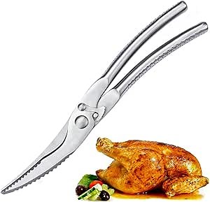 Kitchen Scissors Heavy Duty, Stainless Steel Poultry Shears Multifunctional, Premium Spring Loaded Food Scissors for Cutting Bone, Chicken, Fish, Seafood, Meat, Vegetables and so on.