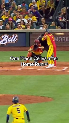 157K views · 10K reactions | One Piece Cellys after Home Run‍☠️ - - - #onepiece #homerun #celebration #baseball #bananaball #reels #doflamingo #onepiecereese | Reese Alexiades | Facebook