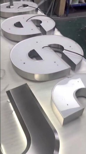 Brushed Stainless Steel Signage Metal Backlit Letters #ledsign #BacklitLetters #HaloLitSign