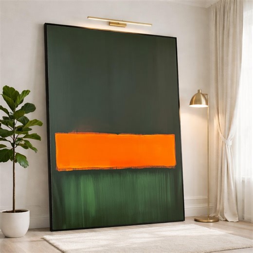 Bold Abstract Orange Rectangle Canvas, Modern Minimalist Wall Art, Contemporary Geometric Canvas Decoration, Bright Color Block Painting - Etsy