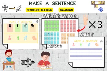 Make a Sentence Activity | Who, What, When, Where Word Cards   Writing Practice