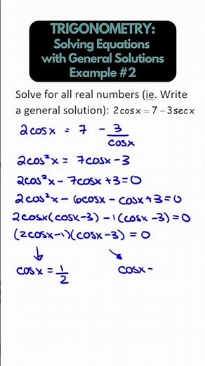 TRIGONOMETRY - Solving General Trig Equations example 2 #math #shorts #trigonometry #trigonometric