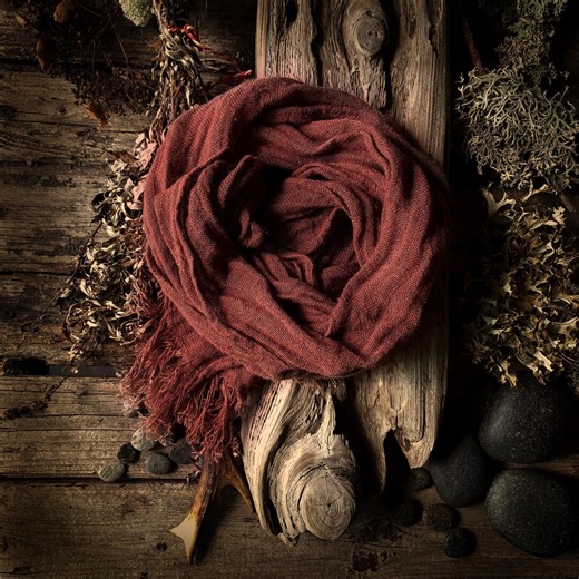 Rust Linen Gauze Scarf, Burnt Orange Natural Linen Wrap, Extra Long Wrinkled Rustic Shawl - Etsy