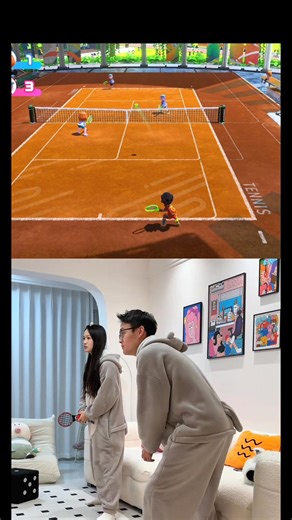 switch體感游戲！沉浸式網球對戰～??#情侶游戲日常 #任天堂switch #switch游戲 #主機游戲 #體感游戲 | 兴凯湖莹莹