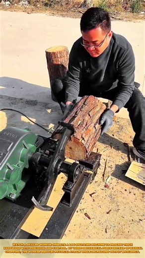 Splitting Hardwood Logs Using Mechanical Log Splitter for Efficient Firewood Processing