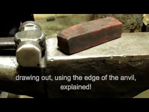 blacksmithing technique: using the edge of the anvil to draw out