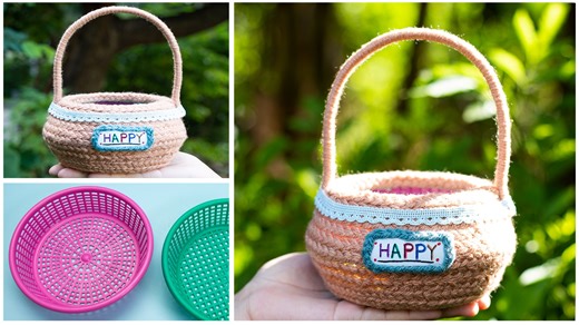 3.2M views · 55K reactions | กินขนมจีนเหลือแต่ตะกร้า อย่าเพิ่งทิ้ง! ดูคลิปนี้ก่อนค่ะ diy how to make a basket from waste materials | เหรียญโปรยทาน Ribbon Art | Facebook
