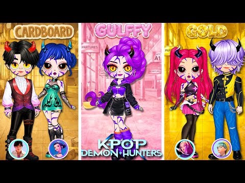 Huntrix & Saja Boys Glow Up in Cardboard, Golden & Fluffy DEMONS Fashion | DIY Fashion Paper Dolls