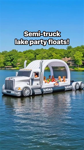 2.5M views · 36K reactions | These inflatable semi-truck lake floats look incredible!  | Inspiring Designs | Facebook