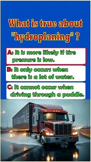 CDL Knowledge: "Hydroplaning: What Increases the Risk"#automobile #trucking #facts #truckdriver #cdl