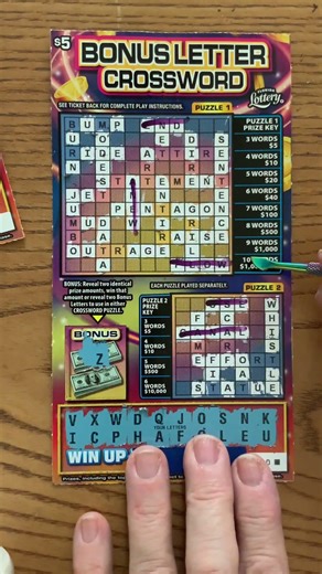 MISSED A WINNER Florida Lottery bonus letter crossword tickets ￼#scratchers #scratchofftickets #fun