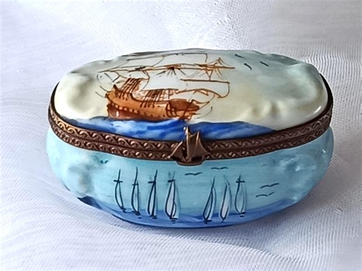 Antique Limoges France Trinket Box – Nautical Theme, Hand Painted and Signed - Etsy