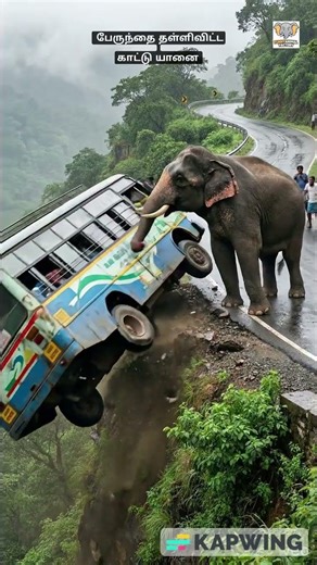 பேருந்தை தள்ளிவிட்ட காட்டு யானை #shortsfeed #elephant #elephantattack #wildlife #animalattack #ai