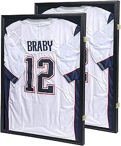 KCRasan Jersey Frame Display Case 2 Pack - Jersey Display Case - Large Lockable Frames Shadow Box with UV Protection for Baseball Basketball Football Soccer Hockey Sport Shirt Military Uniform, 2 Pack