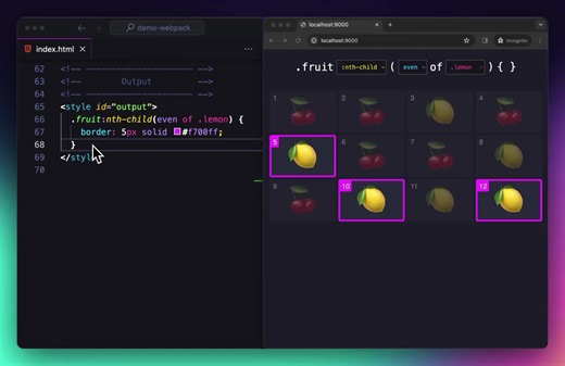 9.5K views · 399 reactions | مثال ديال كيفية إستعمال `nth of selector` فCSS لتحديد العناصر بشكل أدق.  الكود المستعمل فالفيديو: https://front.tips/css-nth-of-selector-syntax/#tip-links | Arbaoui mehdi | Facebook