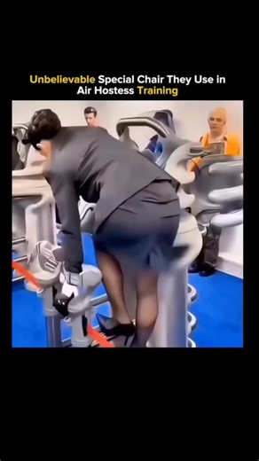 ANYTHING EXPLAINED on Instagram: "This chair looks weird… until you know what it trains 😳✈️ This isn’t a luxury seat — it’s a high-precision training simulator used for air hostess and cabin crew safety drills. The design forces correct posture, balance, and muscle control while practicing emergency procedures like turbulence response, evacuation posture, and long-duration standing stress. The narrow angles and fixed supports mimic real aircraft constraints, training the body to react automatic