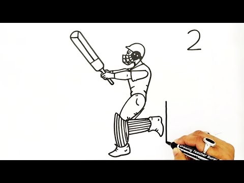 Cricketer Drawing Easy from 2 2 Number 🏏🏏🏏