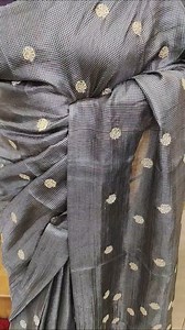 Tussar zari checks saree with antique thread embroidery.Rs.6850. For enquiries pls whatsapp to 8138917583. | Meena's Aabha Creations