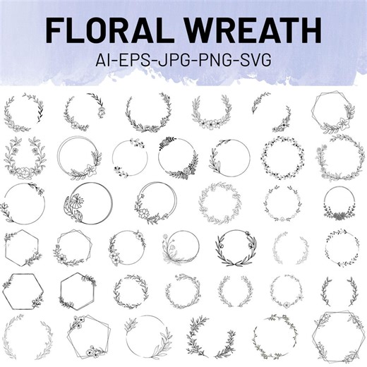 Floral Wreath SVG Bundle: Wedding Circle Frame, Vector Design (digital File) - Etsy