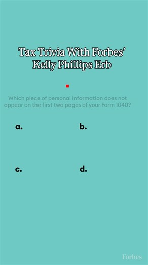 Tax trivia on the #TaxBreaksPodcast Which piece of personal information does not appear on the first two pages of your Form 1040? Tax attorney and Forbes senior editor Kelly Phillips Erb has the answer. Full episode: http://on.forbes.com/6184Lgrri | Forbes