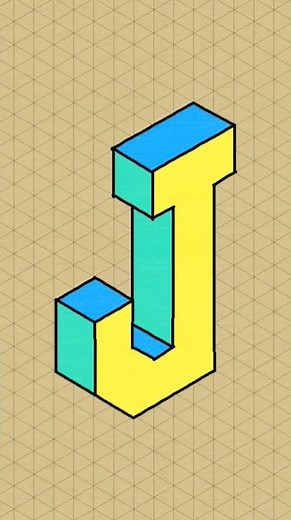 Letter " J " ISOMETRIC Drawing 🔥 Oddely Satisfying ✅ #art #drawing #satisfying