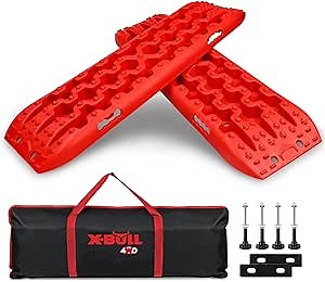 X-BULL New Recovery Traction Tracks Sand Mud Snow Track Tire Ladder 4WD (Red,3gen)