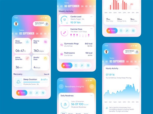 Health & Fitness Tracker Activity Dashboard App UI UX Design