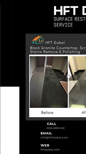 Before After Video Deep stain removal, burn mark repair and refinishing for Corian, marble, granite