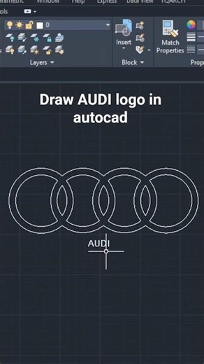Draw Audi Logo in AutoCAD in 30 Seconds 🔥 | AutoCAD Tricks #autocad #autocadtips #visioncadstudio