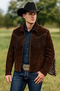 Men's Suede Fringe Cowboy Jacket: Brown Western Rodeo Coat - Etsy