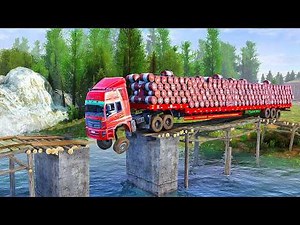 AMAZING Moment a Barrels Truck Crosses a COLLAPSED BRIDGE