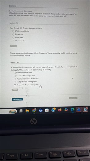 Section 3 Physical Assessment: Observation While client rests, ... | Filo