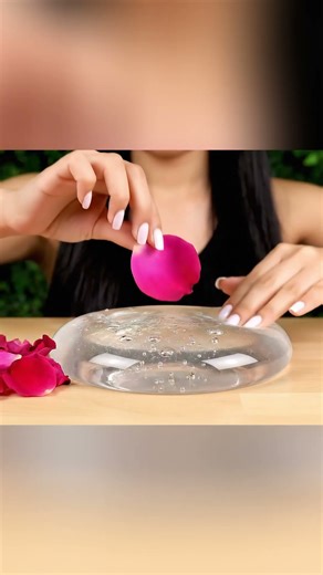 ASMR: Pressing Rose Petals into Clear Slime 🌹 #Slime #ASMR #AI