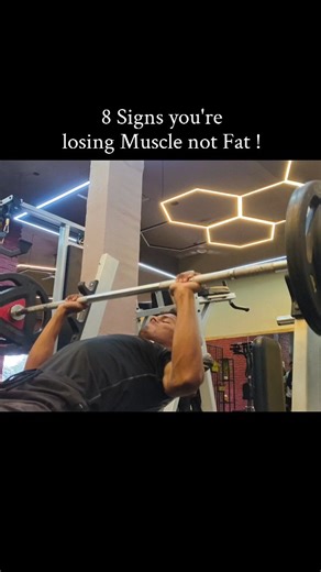 8 Signs you're losing your Muscle 😱 1. Strength Going Down Workouts feel heavier, PRs drop, lighter weights feel tough. 2. Sudden Energy Crash You feel weak or drained even after normal activities. 3. Flat & Soft Look Muscles lose fullness, body starts looking “deflated.” 4. Rapid Weight Loss Losing weight too fast (over 0.7–1 kg per week) = muscle loss. 5. Decrease in Appetite Metabolism drops when muscle drops → you naturally feel less hungry. 6. Poor Pump in Gym You don’t get that tight, pum