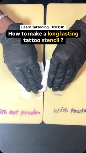 67K views · 203 reactions | How to make a dark long-lasting tattoo stencil ? Preparing a long lasting tattoo stencil is a painful process and this powder trick can bring the dark long lasting stencil in a matter of 10 mins. . . . (Learn tattoo, how to tattoo, tattoo tutorial, tattoo tips, tattoo stencil, advanced tattoo, art) | Machu Tattoo Studio | Facebook