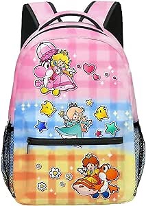Brainy Princess Backpack 16" Cute Pink Pretty Girls Women Peach Daisy Rosalina Cartoon (Princess Pink)