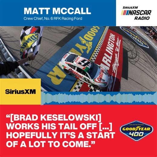 2.5K views · 49 reactions | For the first time together, Brad Keselowski and crew chief Matt McCall have won a Cup race together. ️ “We’ve been close a few times and haven't been able to capitalize. Today, we were good." More → https://sxm.app.link/NASCARInterviews | SiriusXM NASCAR Radio | Facebook