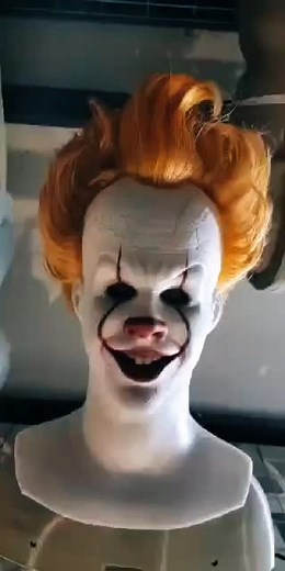 Perfecting the hair style with a little help from gravity #fypシ #evolutionmasks #spfx #siliconemasks #smallbusiness #it #pennywise #halloween #spooky