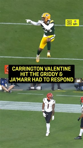 NFL on DAZN on Instagram: "Carrington Valentine & Ja’Marr Chase had a griddy battle 😂 #packers #bengals #griddy #jamarrchase"