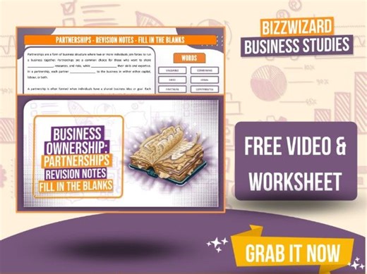 Business Ownership: Partnerships - FREE Revision Word Fill & Youtube Video - GCSE Business Studies | Teaching Resources