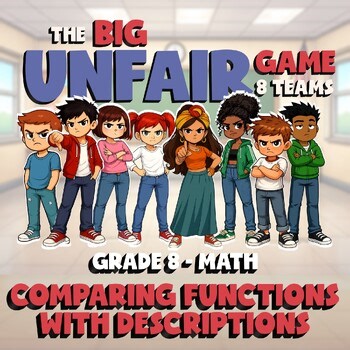 Comparing Functions with Descriptions BIG UNFAIR Math Game - No Prep Grade 8