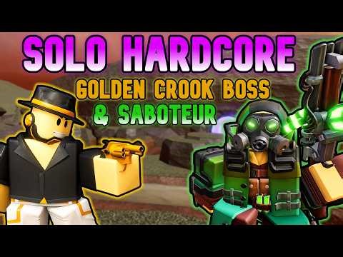SOLO Hardcore Triumph Using SABOTEUR & GOLDEN CROOK BOSS - Full Guide | TOWER DEFENSE SIMULATOR