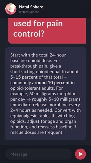 What is the breakthrough opioid conversion used for pain control?