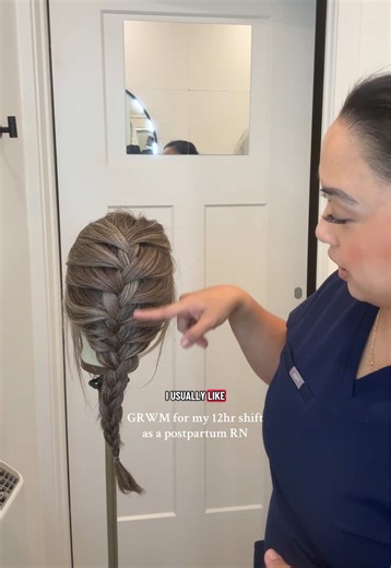 When wig life meets nurse life✨ Love wearing my long synthetics to work — I usually braid them or wear them in a claw clip. With the bangs, I can always tuck them behind my ears if necessary. I just like having the option of having them frame my face. Belle Tress brand is perfect for this because the lace front extends all the way down to the ear tabs for a seamless look. I have 2 different pieces in the same color that I rotate specifically for work #wigtoks #tiktokwigs #wiginstalltutorial #rnl